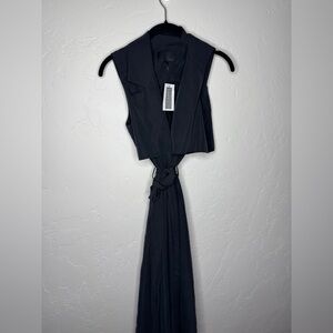 NW Elegant Black trench vest dress with a belt